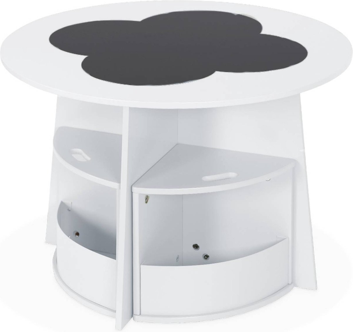 sweeek - Kindertafel en 4 stoelen met leisteen effect en opbergruimte