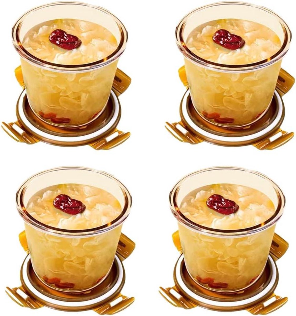 Nachthavercontainers met 3 koppen en deksels ronde glazen voedselopslagcontainers soepcontainers keukenvoorbereidende kommen met luchtdichte deksels vriezer magnetron Geschikt Meal prep bakjes
