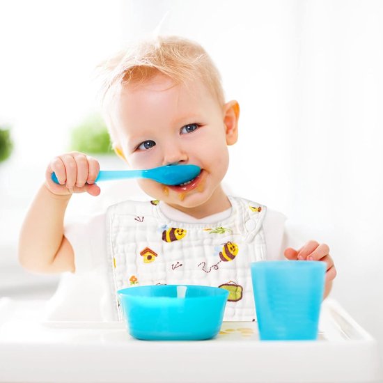 10 stuks babyslabbetjes, katoenen newborns sabber absorberende slabbetjes met verstelbare drukknopen, zachte ademende doeken voor babytanden, voeding, spenen (0-36 maanden) van MiiDD — afbeelding 2
