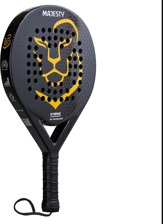 Padel Gold Racket Majesty Royal Gold Padel Racket Inclusief Polskoord, Ronde Vorm, 3D ...
