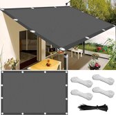Zonnezeil Rechthoekig 1,5 x 2 Meter - Waterdicht UV-Beschermend Schaduwnet voor Balkon, Terras en Tuin - Inclusief Bevestigingskoord - Donkergrijs