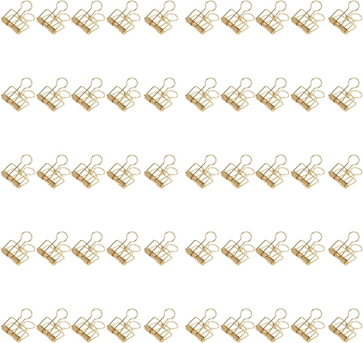 50 Stuks Metalen Holle Staart Clips Kleine Bindmiddel Clips voor Kantoor School Thuisgebruik 32mm - Goud