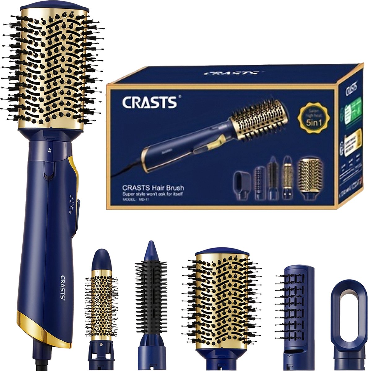 Eyelivery Airstyler Krultang 5 in 1 Heteluchtborstel Beauty krultang 5 in 1 Fohnborstel Multistyler Borstel krulborstel Haarborstel Krullen Warmteborstel Multifunctioneel Verschillende opzetstukken Haarverzorging