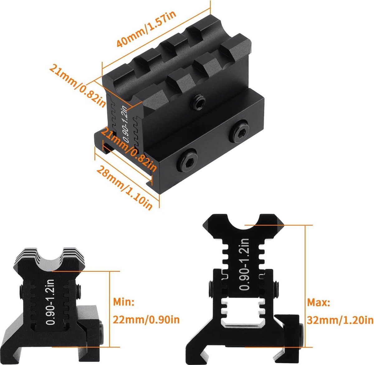 Feyachi High Profile Ring Mount, Support de Lunette de visée Offset