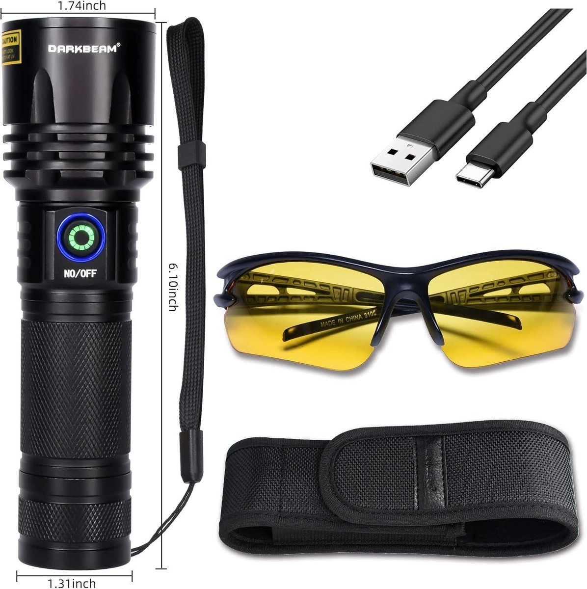 UV-zaklamp 365 nm krachtige uv-lamp, type-C USB oplaadbaar, uv-licht