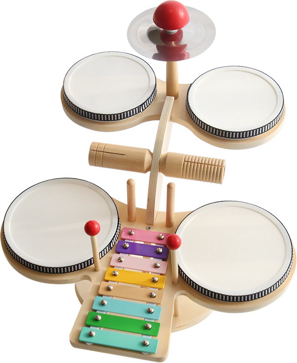 Kinder Drumstel - 4 in 1 Drumstel - Educatief Speelgoed - Houten Speelgoed - Montessori Muziekinstrument - kids — afbeelding 4