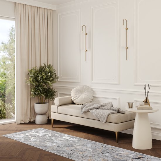 Tapiso Crystal Runner Tapis Tapis Gris Clair à Poils Courts Taille - 100x200