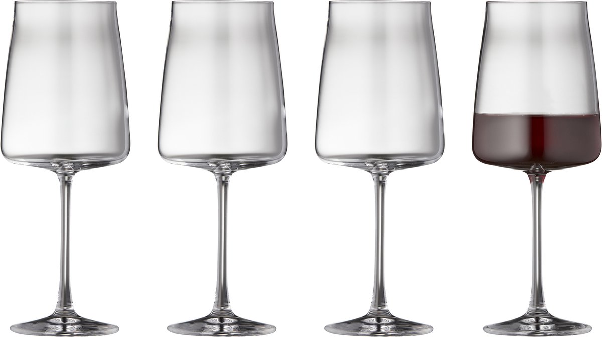 Lyngby Glas Zero kristal wijnglazen rode wijn - 540 ml - set van 4 - wijnglazen set kristal, vaatwasserbestendig