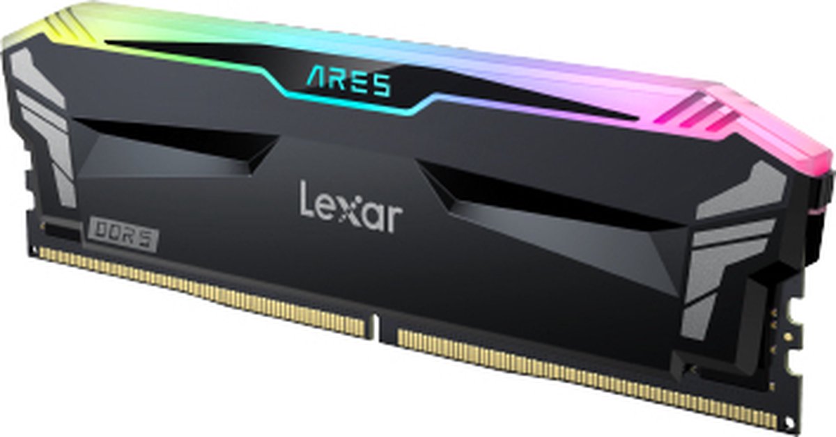 Lexar Ares RGB LD5U16G72C34LA-RGD - Geheugen - DDR5 - 32 GB: 2 x 16 GB - 288-PIN - 7200 MHz / PC5-57600 - CL34 - 1.4V - XMP 3.0 - AMD EXPO - On-die-ECC - RGB - zwart