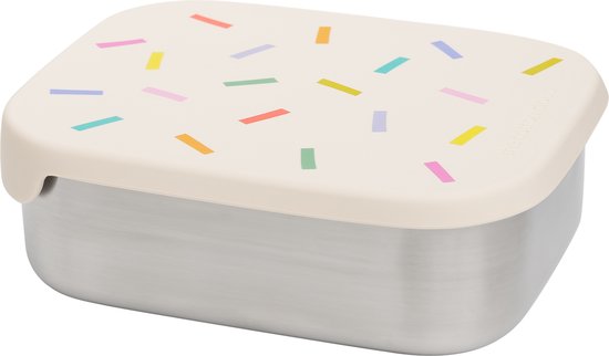 Boîte à lunch Cotton Cloud en acier inoxydable avec couvercle en silicone confettis