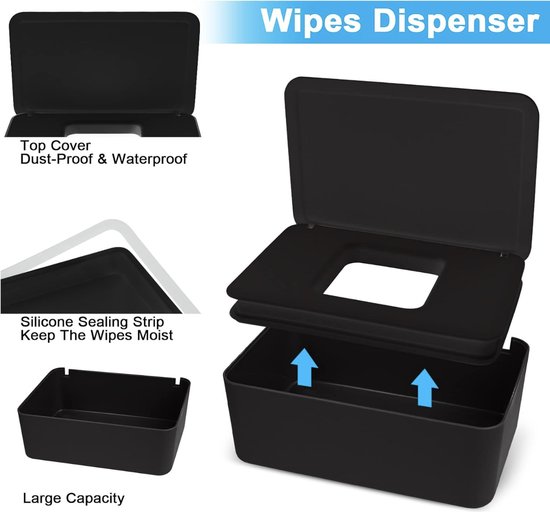 Boîte à Lingettes Humides URFEDA – Distributeur Avec Couvercle, Dimensions 22,3x12,3x9,5 Cm, Plastique, Couleur Claire