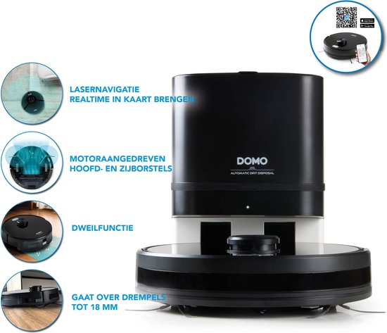 DOMO DO7298S Robotstofzuiger - Automatische lediging - Dweilsysteem - App