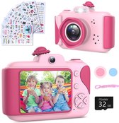 Kindercamera -Zinaps Kindercamera - Digitale camera met 2,4 inch groot scherm 1080p HD 12MP Ingebouwde 32 GB SD-kaart USB-oplaadbare Selfie-camera voor 3-10 jaar oude meisjes verjaardag kinde