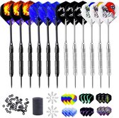 Dartpijlen 24 Gram - Zinaps Darten met metalen tip, 12 stuks stalen dartset, 24 g professionele darts met aluminium as, 30 vluchten, 50 anti-losse rubberen ringen, 1 dart slijper e