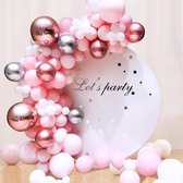 Ballonnenboog - Zinaps ballon Garland Kit, 111 stuks ballonnen boog met macaron roze witte pastel ballonnen, metalen zilver rode 4d rose gouden ballonnen zelfklevende stippen voor