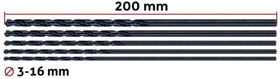 Set de 5 forets métalliques (HSS, 4,0x200 mm)