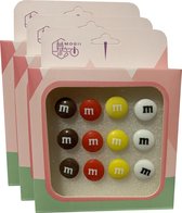 Set van 36 leuke punaises in doosjes (model: snoepgoed)
