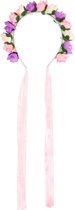 Folat Tiara Bloemen Polyester Paars/roze One-size