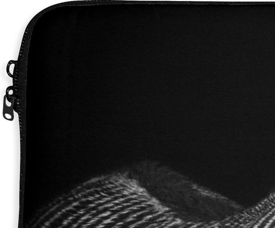 Pochette ordinateur 17 pouces 41x32 cm - Zebra sur fond noir - Pochette Macbook & Laptop zèbre avec son petit sur fond noir - Pochette ordinateur portable avec photo