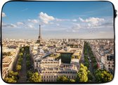 Laptophoes 14 inch - Frankrijk - Parijs - Eiffeltoren - Laptop sleeve - Binnenmaat 34x23,5 cm - Zwarte achterkant