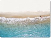 Muismat Blauwe golf - Mensen bij de blauwe golven op het strand muismat rubber - 40x30 cm - Muismat met foto