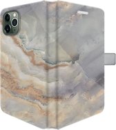 iPhone 11 Pro Hoesje -  Pasjeshouder Telefoon  - Portemonneehoesje - Met Marmerprint - Marmer - Goud