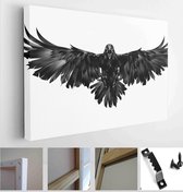 Itsallcanvas - Schilderij - Drawn Flying Raven On A Background Art Horizontal Horizontal - Multicolor - 60 X 80 Cm
