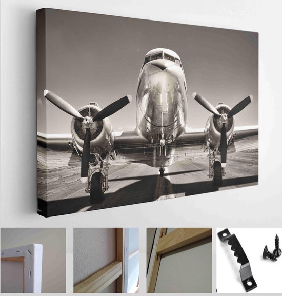 Vintage airplane on a runway - Modern Art Canvas - Horizontal - 498893521 - Horizontal