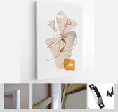 Painting Wall Pictures Home Room Decor. Modern Abstract Art Botanical Wall Art. Boho. Minimal Art Flower on Geometric Shapes Background - Modern Art Canvas - Vertical - 1955005192