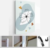 Modern Abstract Art Botanical Wall Art. Boho. Minimal Art Flower on Geometric Shapes Background. Painting Wall Pictures Home Room Decor - Modern Art Canvas - Vertical - 1952272894