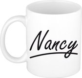 Nancy naam cadeau mok / beker sierlijke letters - Cadeau collega/ moederdag/ verjaardag of persoonlijke voornaam mok werknemers