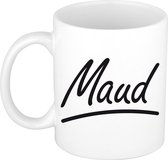 Maud naam cadeau mok / beker sierlijke letters - Cadeau collega/ moederdag/ verjaardag of persoonlijke voornaam mok werknemers