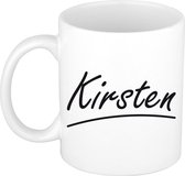Kirsten naam cadeau mok / beker sierlijke letters - Cadeau collega/ moederdag/ verjaardag of persoonlijke voornaam mok werknemers