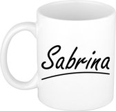 Sabrina naam cadeau mok / beker sierlijke letters - Cadeau collega/ moederdag/ verjaardag of persoonlijke voornaam mok werknemers