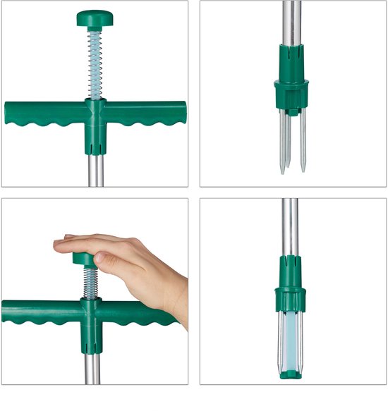 Relaxdays onkruidsteker - 100 cm - onkruid wieden zonder bukken - stalen klauwen - met handvat van Relaxdays — afbeelding 4