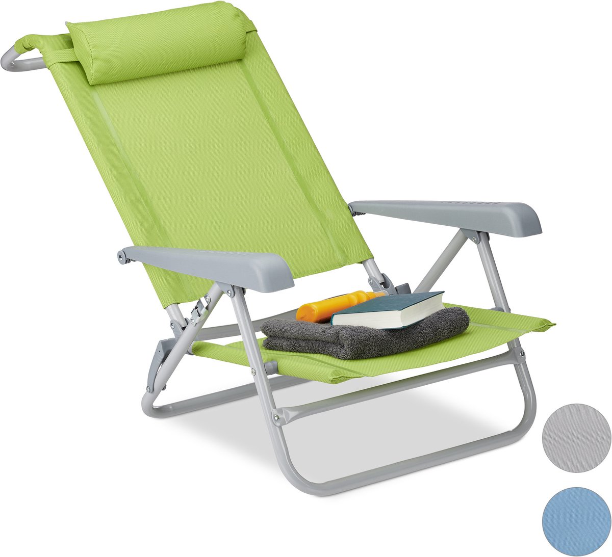 Relaxdays Ligstoel - opvouwbaar - inklapbare tuinstoel - strandstoel - relaxstoel - tuin - groen