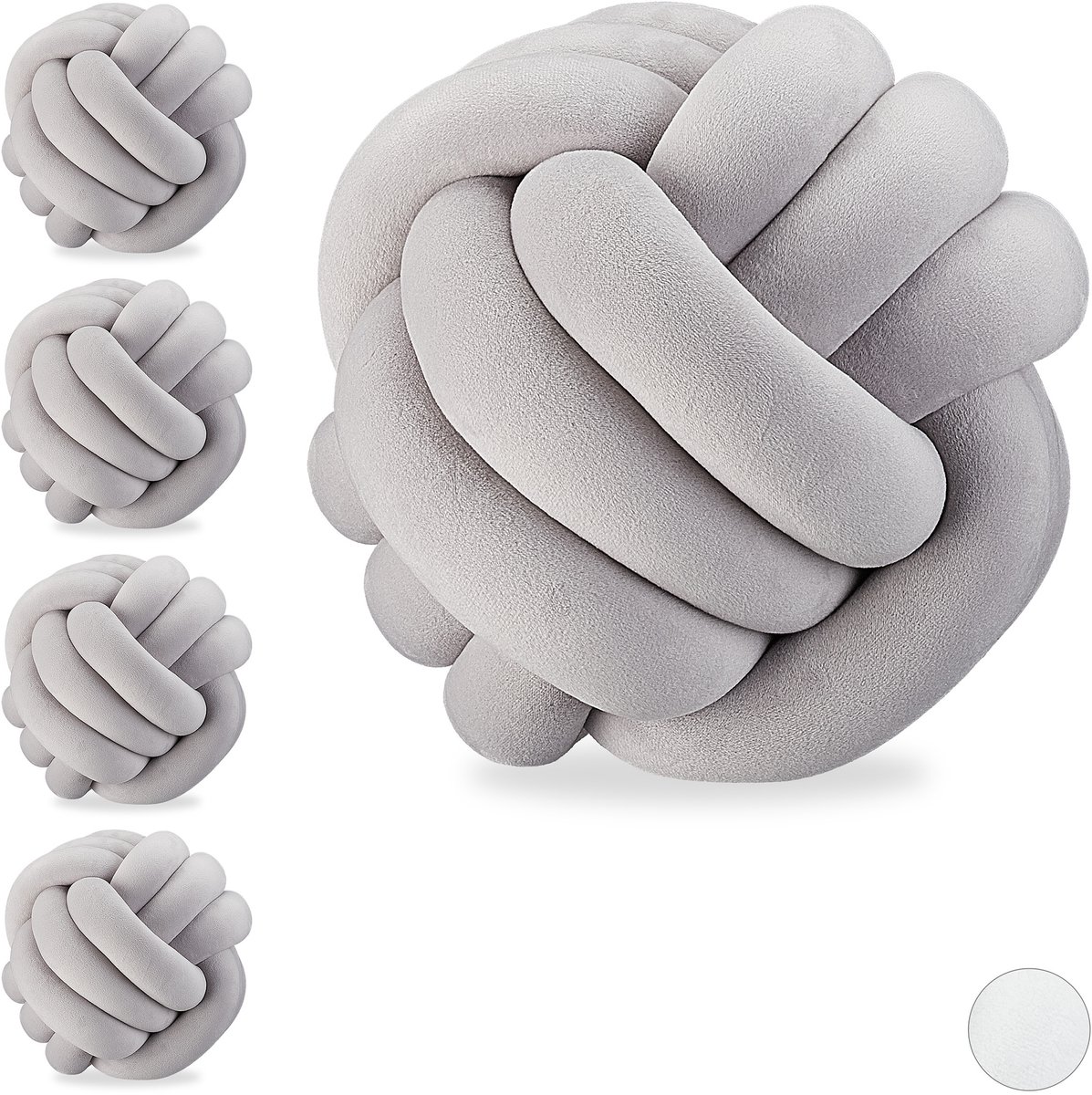 5 x knot kussen grijs - sierkussen knopen - knoopkussen - Scandinavisch - 25 cm