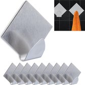 Relaxdays zelfklevende ophanghaken - 10 stuks - wandhaken - keukenhaakje - handdoekhaakjes