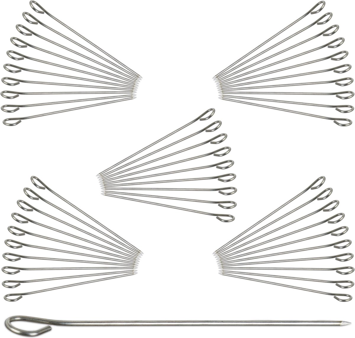vleespennen rvs - set van 50 - 11 cm lang - spiezen - zilver