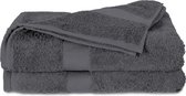 Twentse Damast Luxe Katoenen Badstof Handdoeken - Badhanddoeken - 2 stuks - 50x100 cm - Antraciet