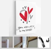 Valentines day romantic background with heart vector graphic and greeting card set with lettering love messages - Modern Art Canvas - Vertical - 1866695344 - 80*60 Vertical
