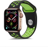 Shop4 - Bandje voor Apple Watch 7 41mm - Small Siliconen Neon Groen Zwart
