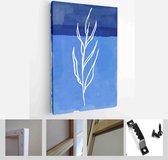 Minimalistic Watercolor Painting Artwork. Earth Tone Boho Foliage Line Art Drawing with Abstract Shape - Modern Art Canvas - Vertical - 1937931055 - 40-30 Vertical