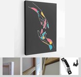 Modern abstract faces, hands, with abstract shapes. Minimalism concept. Line art drawing style - Modern Art Canvas - Vertical - 1771190867 - 80*60 Vertical