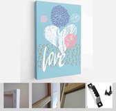 Happy Valentine's Day set cards. Handdrawn romantic lettering - Modern Art Canvas - Vertical - 1626998131 - 50*40 Vertical