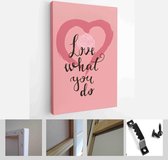 Itsallcanvas - Schilderij - Happy Valentines Day Cards. Handdrawn Romantic Lettering Art Vertical Vertical - Multicolor - 50 X 40 Cm