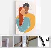 Set of abstract man and female shapes and silhouettes. Abstract couple portraits in pastel colors. Collection of contemporary art posters - Modern Art Canvas - Vertical - 182330296