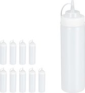 Relaxdays 10x knijpfles transparant - set - sausflessen - doseerfles sauzen - 750 ml