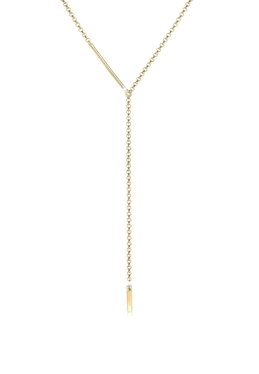 Elli - Halsketting - Dames Y-snoer erwt ketting geo design rechthoek in 925 sterling zilver - Dames