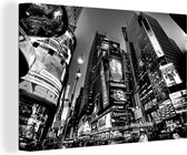 Canvas Schilderij New York - USA - Zwart - Wit - 60x40 cm - Wanddecoratie